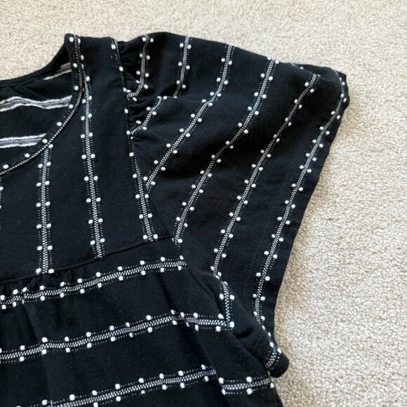 LOFT Black Textured Flowy Blouse Boho Striped Sz M - Picture 3 of 8